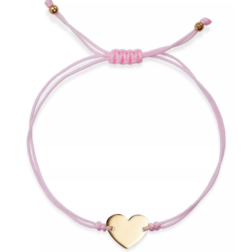 14K Yellow Gold Polished Heart Cord Bolo Bracelet